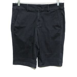 Loft Bermuda Shorts 6 Black Mid Rise Stretch Preppy Classic Chinos Casual NWT